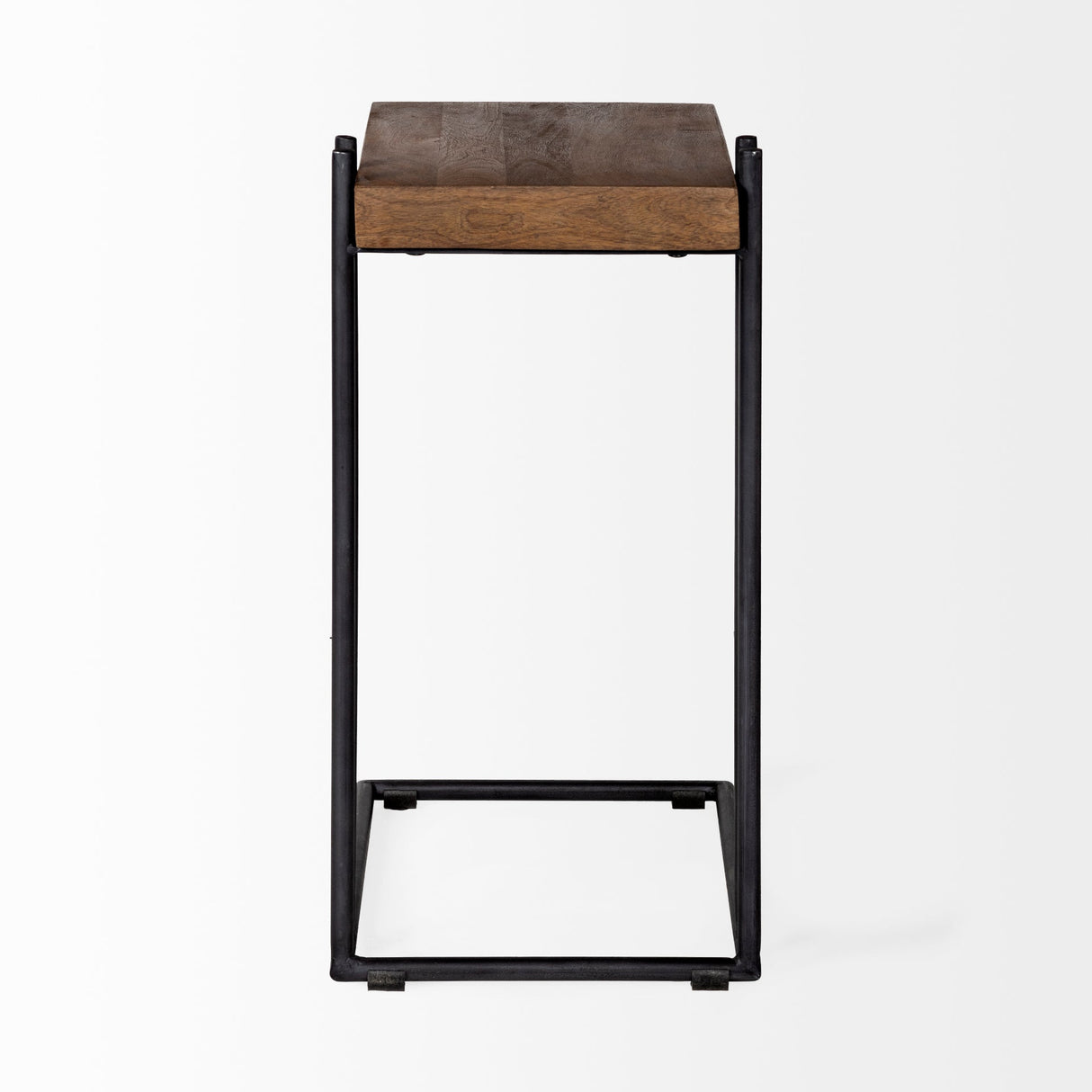 Maddox Medium Brown Wood w/ Black Metal C-shaped End/Side Table by Mercana at Eve Furniture