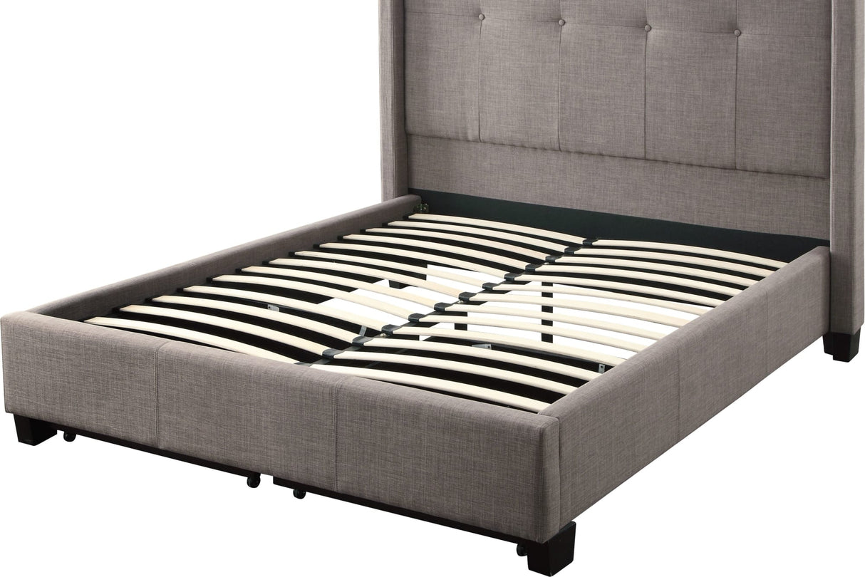 Madeleine Dolphin Linen California King Wingback Platform Storage Bed