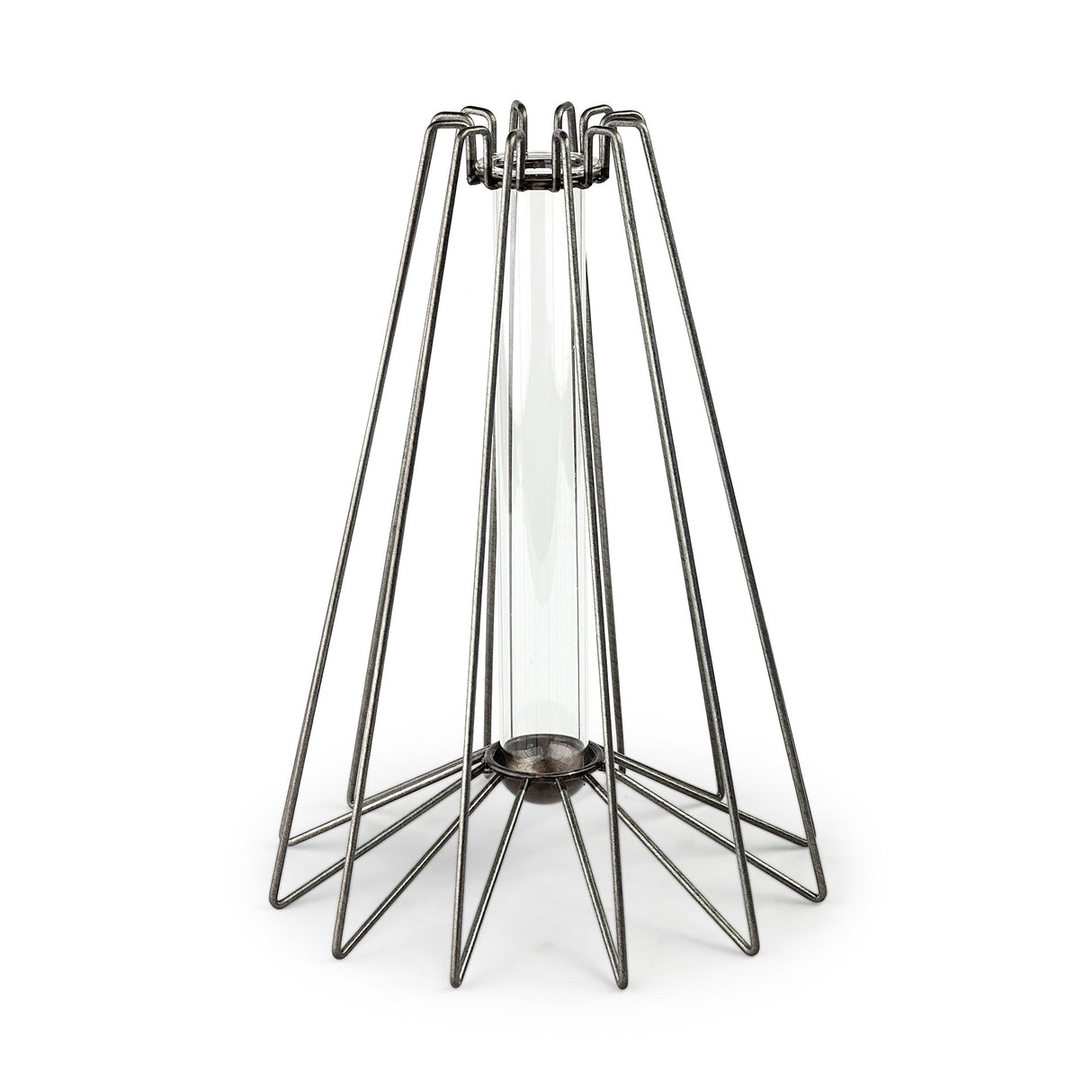 Madeline II Large Gunmetal Gray Metal Glass Test Tube Vase by Mercana at Eve Furniture