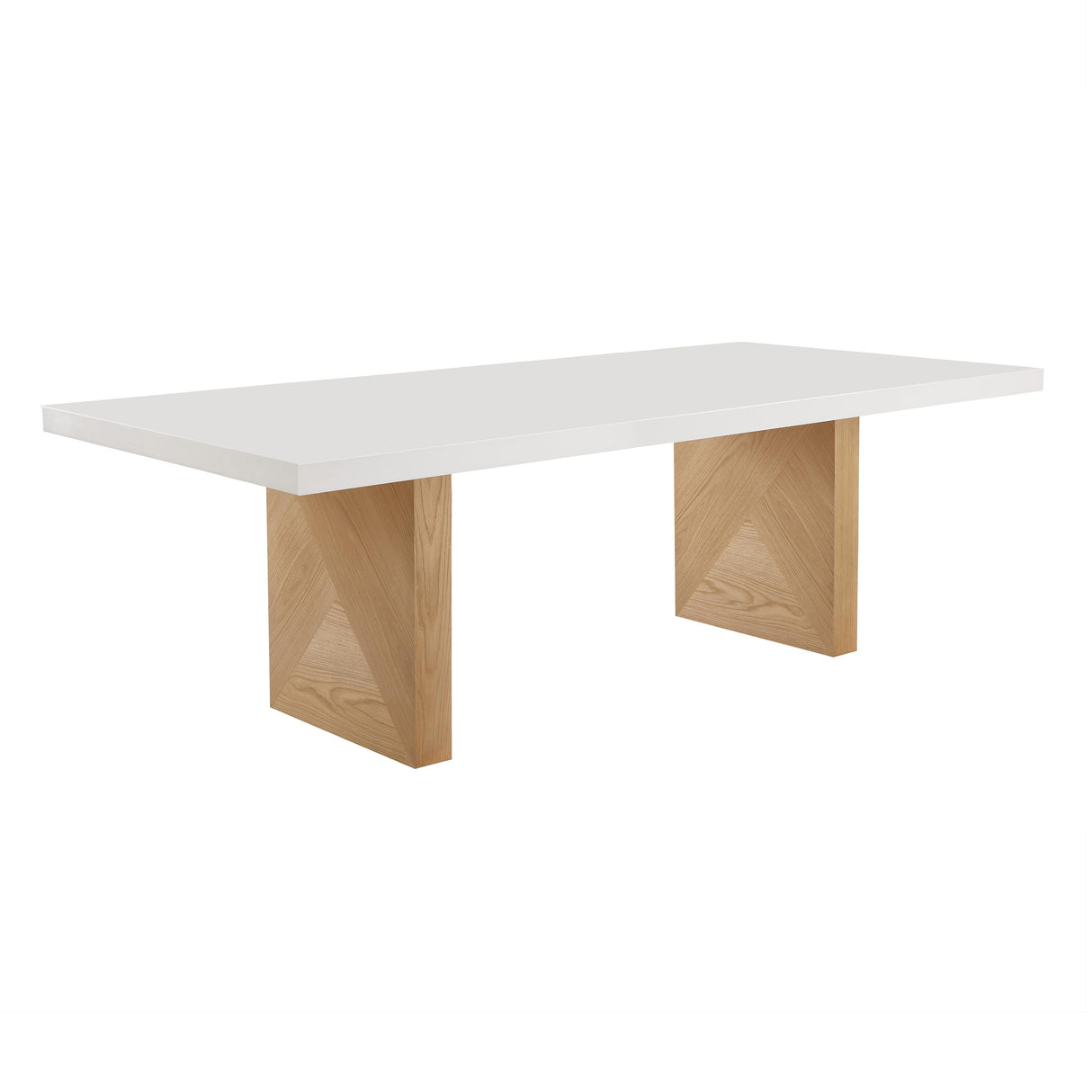 Madeline White Gloss and Natural Ash 92" Rectangular Dining Table by TOV Furniture at Eve Furniture