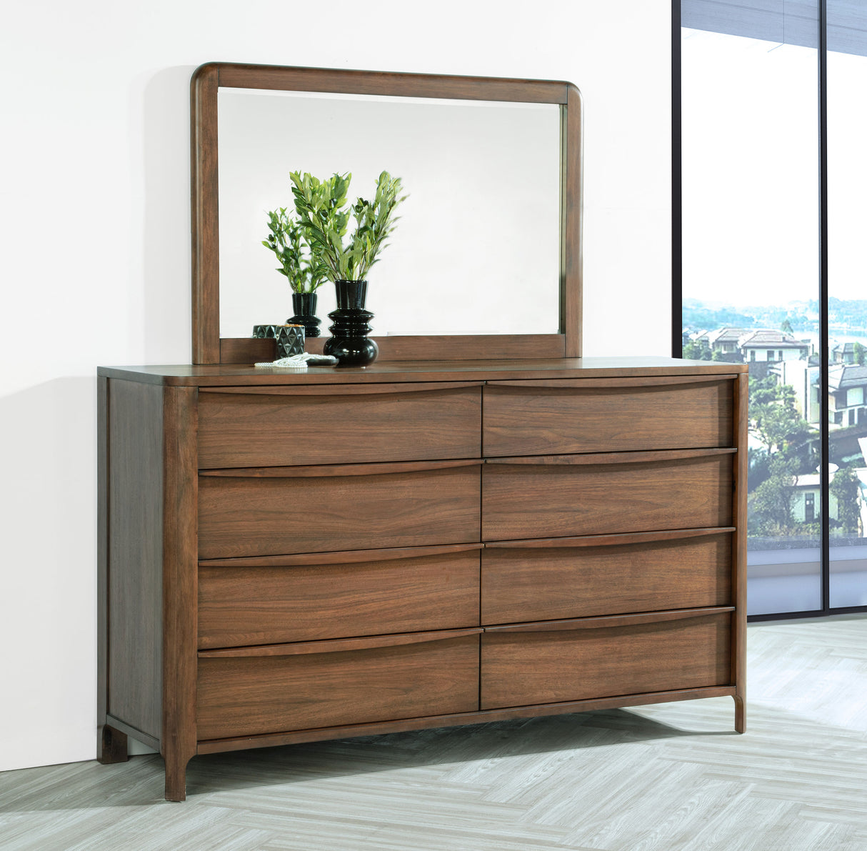 Maderia Walnut 8-drawer Dresser and Mirror by Coaster at Eve Furniture