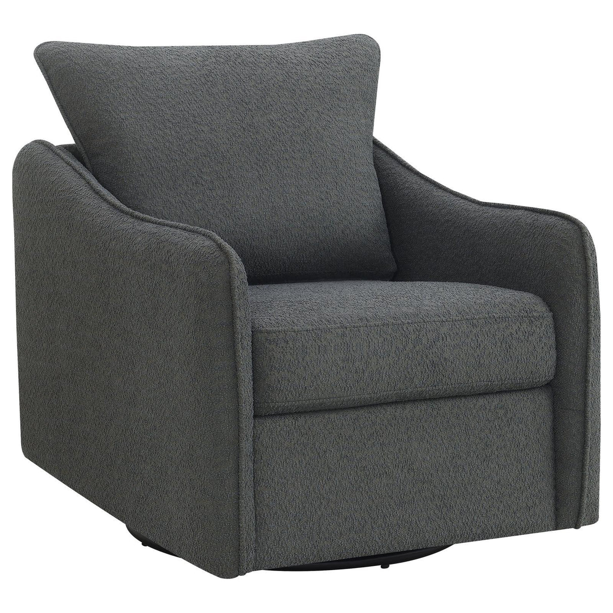 Madia Charcoal Gray Boucle Upholstered Swivel Glider Chair by Coaster at Eve Furniture