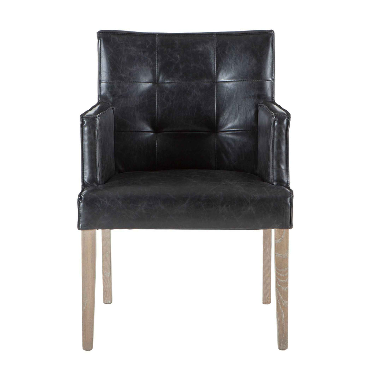 Madison 24" Dining Armchair in Black Eco Leather with Light Legs by Home Trends & Design at Eve Furniture
