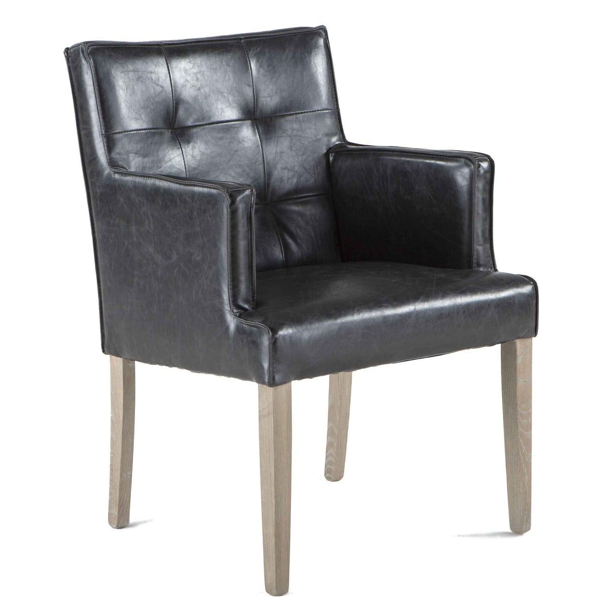 Madison 24" Dining Armchair in Black Eco Leather with Light Legs by Home Trends & Design at Eve Furniture