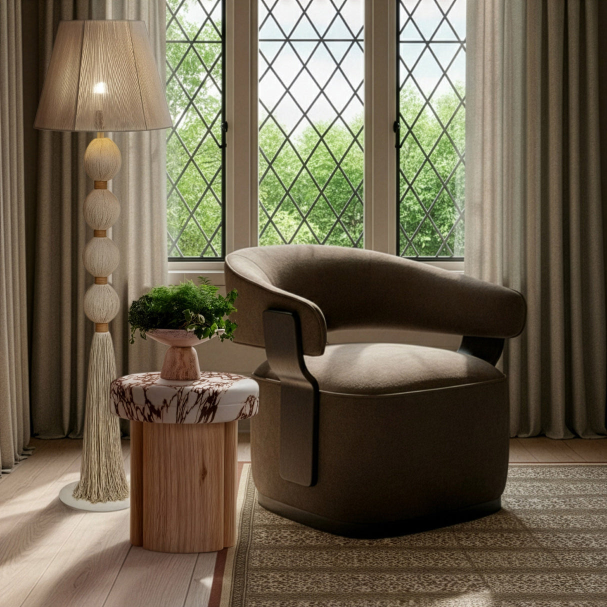 Madison Linen Chenille Swivel Accent Chair by TOV Furniture at Eve Furniture