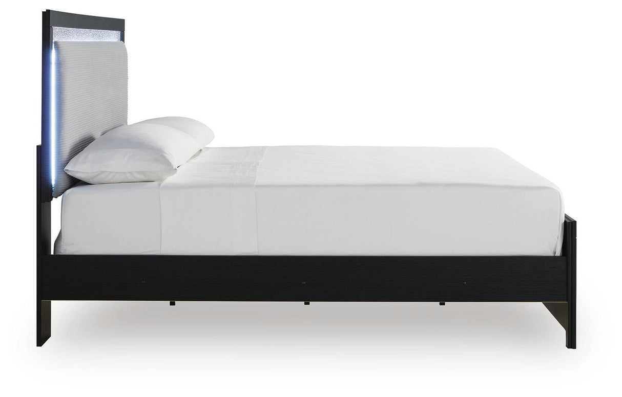 Maeling Black King Upholstered Panel Bed by Ashley at Eve Furniture