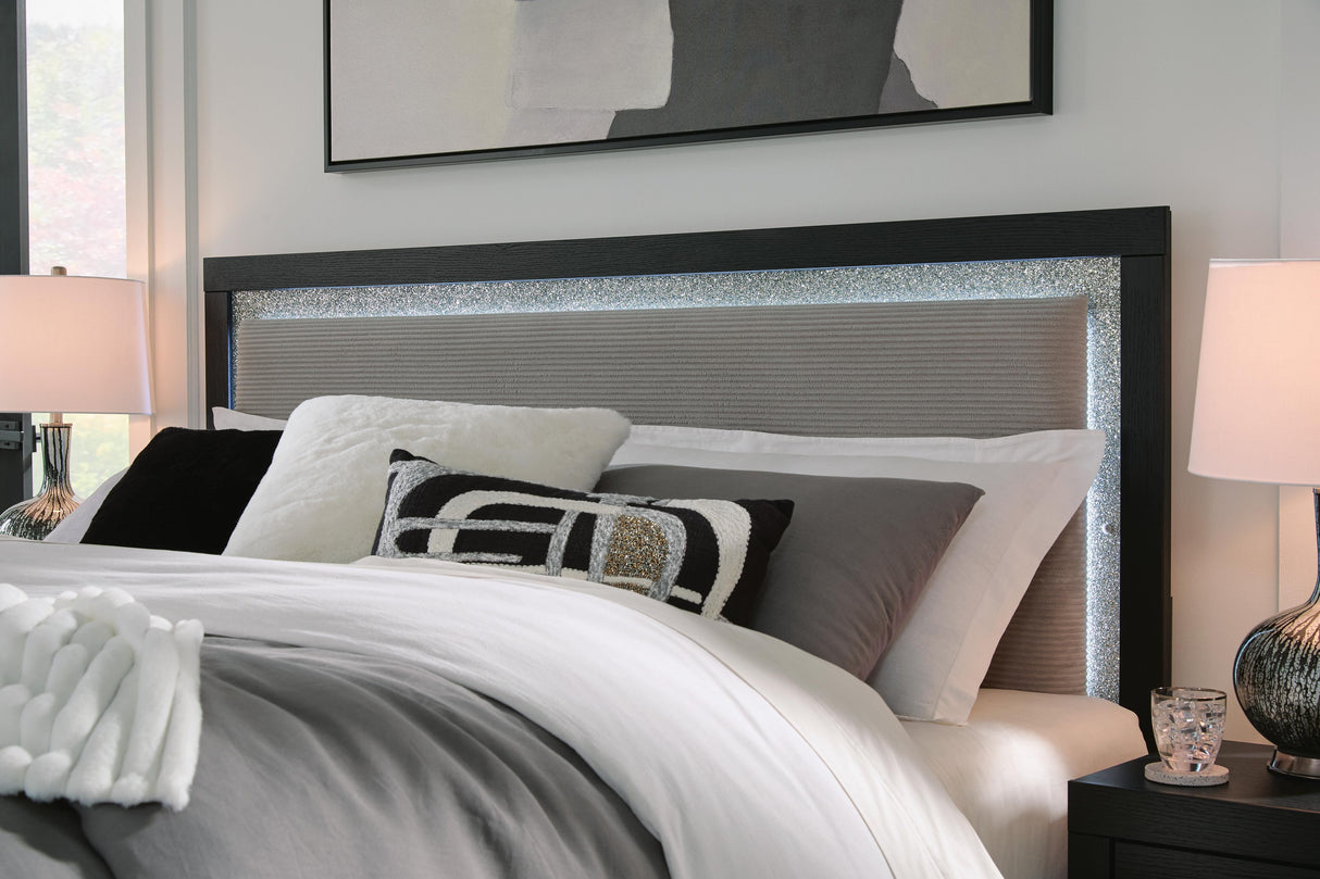 Maeling Black King Upholstered Panel Bed by Ashley at Eve Furniture