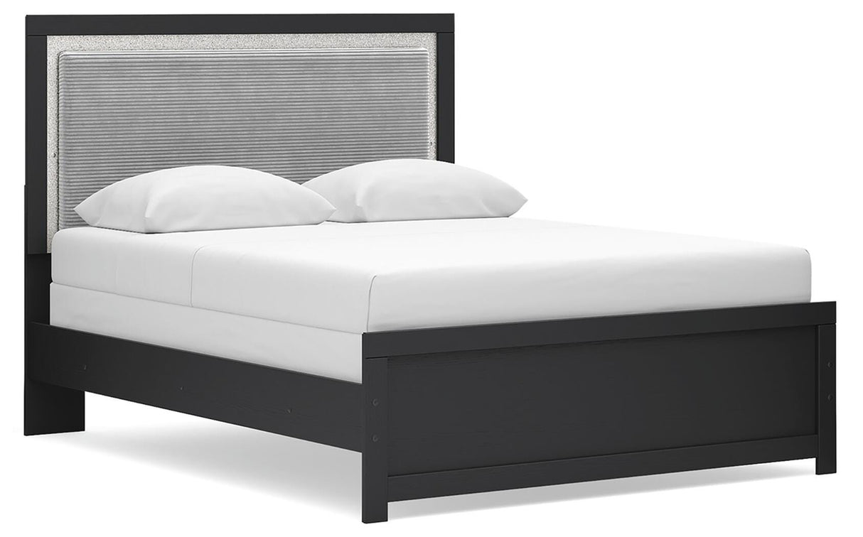 Maeling Black Upholstered Panel Bedroom Set by Ashley at Eve Furniture