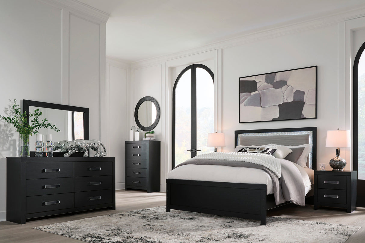 Maeling Black Upholstered Panel Bedroom Set by Ashley at Eve Furniture