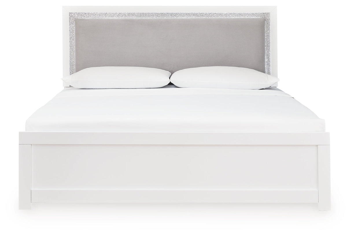 Maeling White King Upholstered Panel Bed by Ashley at Eve Furniture