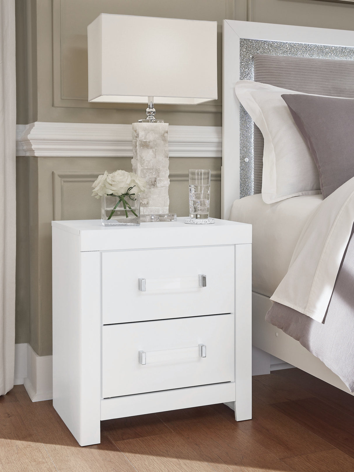Maeling White Upholstered Panel Bedroom Set by Ashley at Eve Furniture