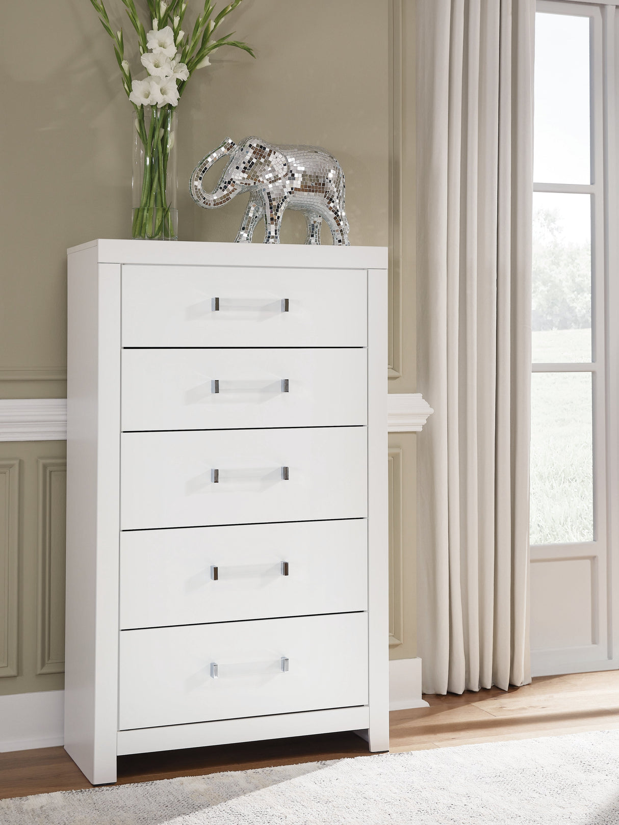 Maeling White Upholstered Panel Bedroom Set by Ashley at Eve Furniture