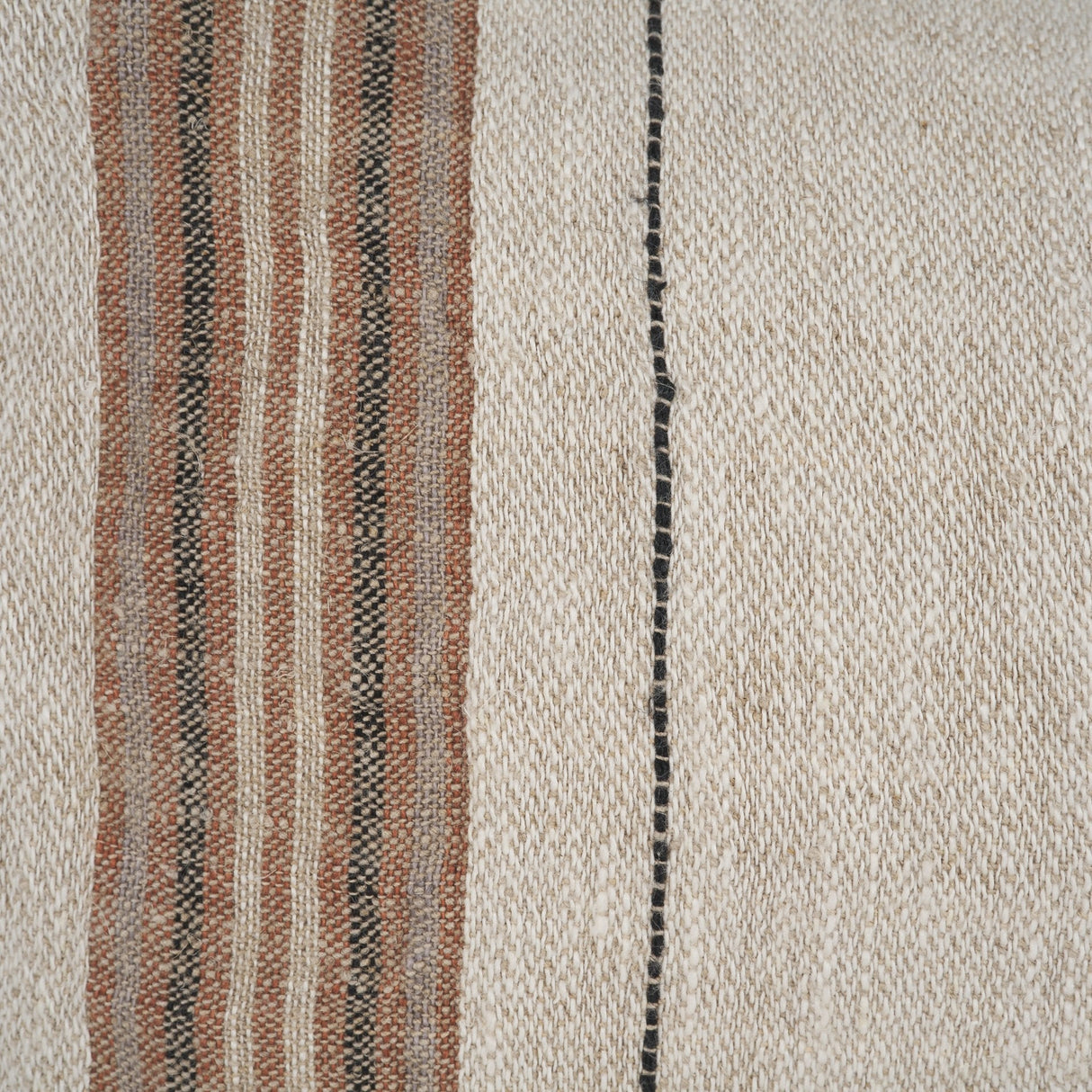 Maeve Lumbar Natural Linen w/ Orange Stripes Decorative Pillow Cover by Mercana at Eve Furniture