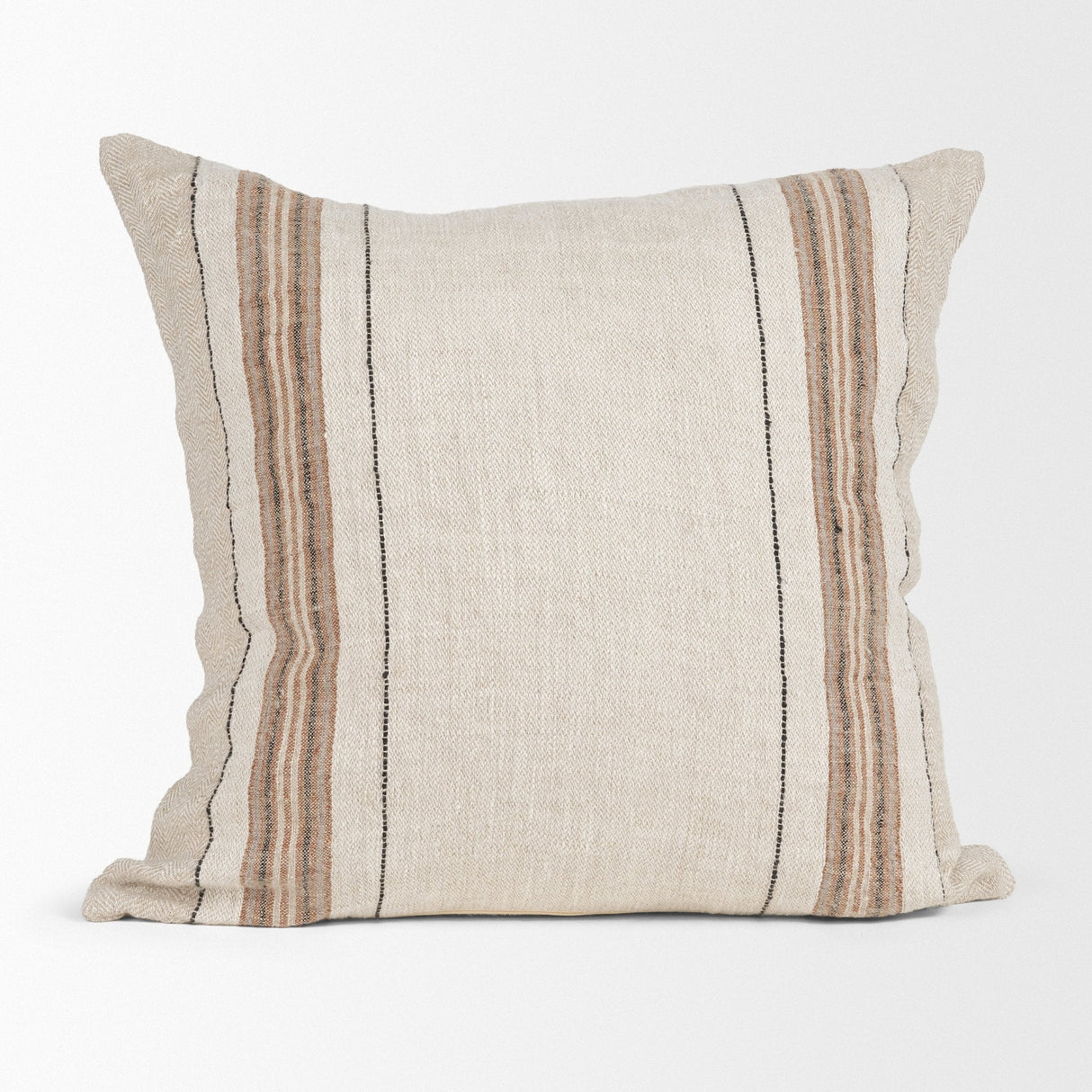 Maeve Square Natural Linen w/ Orange Stripes Decorative Pillow Cover by Mercana at Eve Furniture