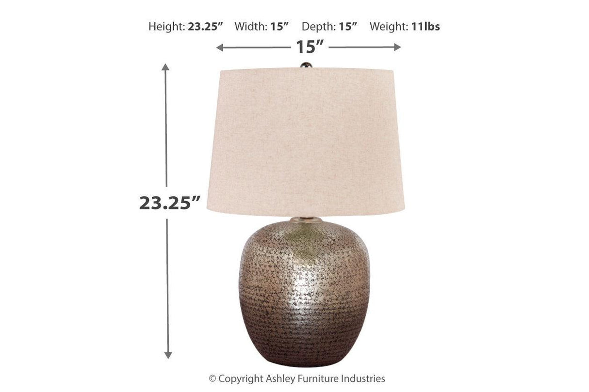 Magalie Antique Silver Finish Table Lamp by Ashley at Eve Furniture