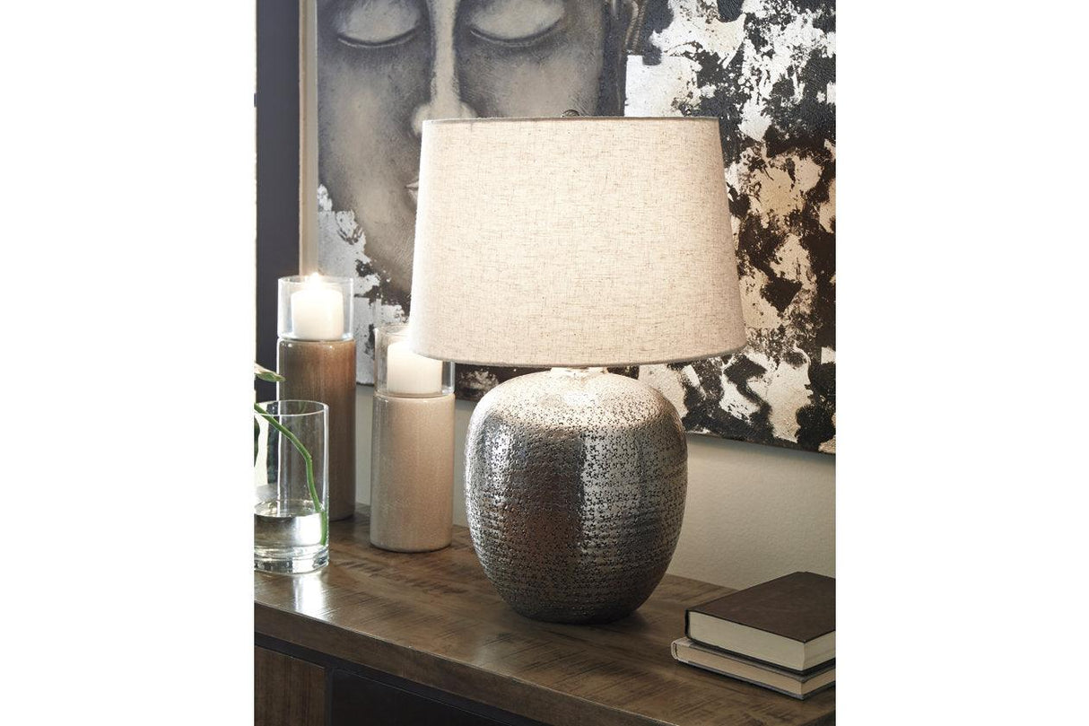 Magalie Antique Silver Finish Table Lamp by Ashley at Eve Furniture