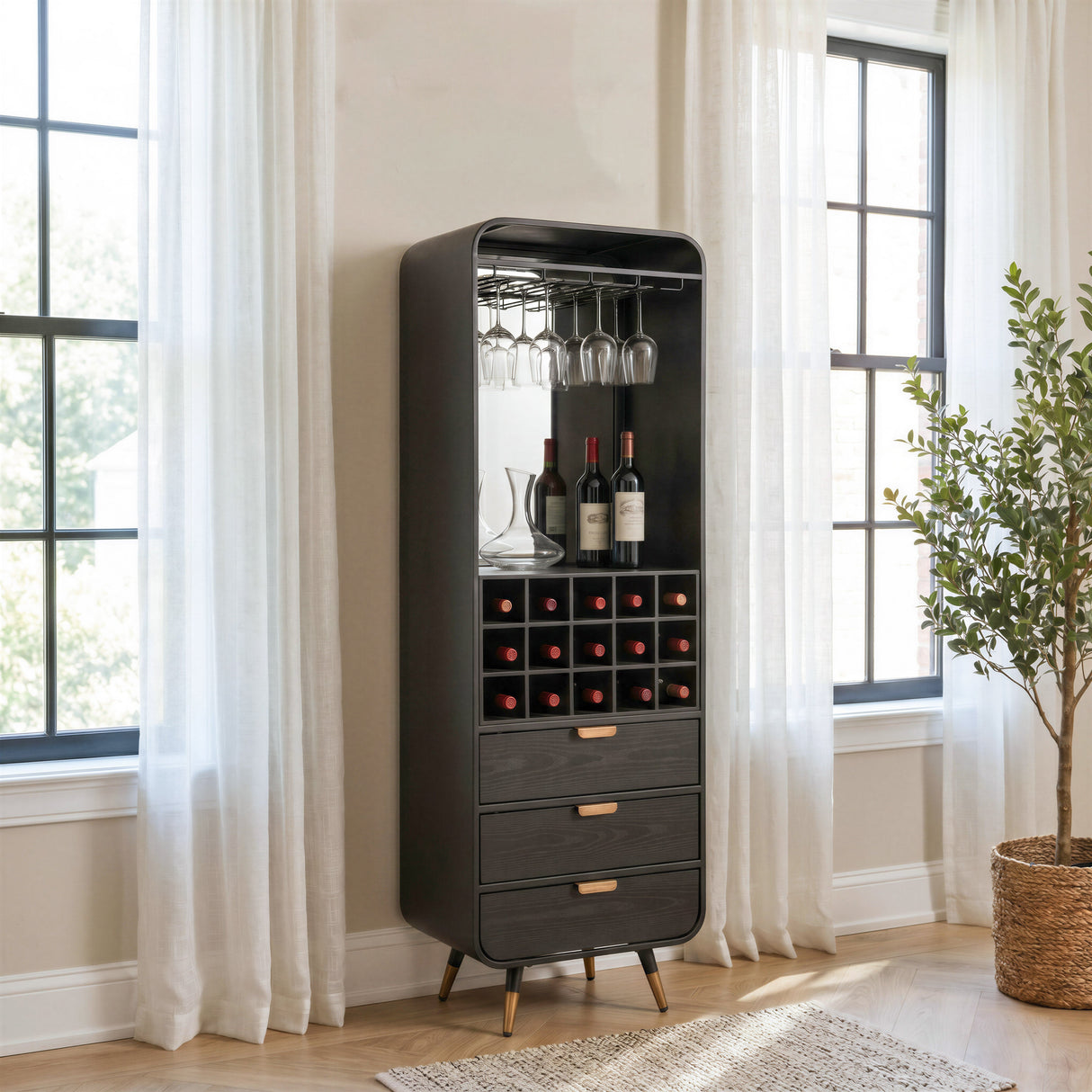 Magara Black Bar Cabinet by Zuomod at Eve Furniture
