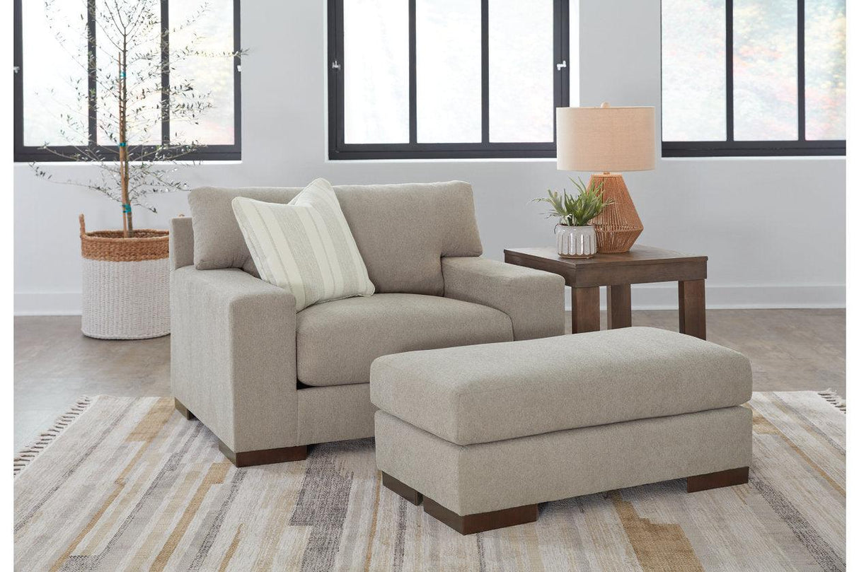 Maggie Flax Sofa, Loveseat, Oversized Chair and Ottoman by Ashley at Eve Furniture