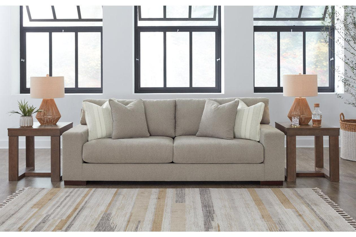 Maggie Flax Sofa, Loveseat, Oversized Chair and Ottoman by Ashley at Eve Furniture