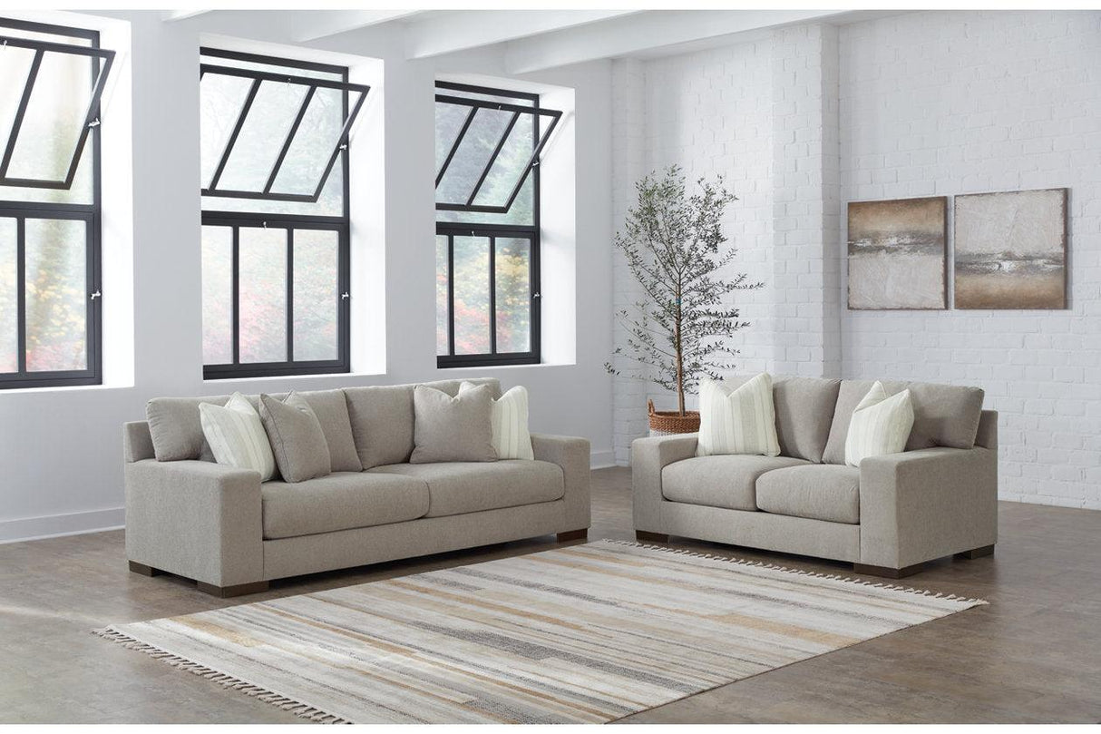 Maggie Flax Sofa, Loveseat, Oversized Chair and Ottoman by Ashley at Eve Furniture
