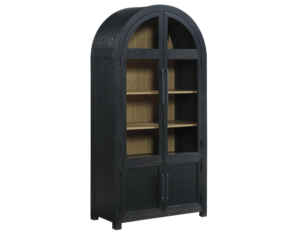 Magnolia Black Curio with Weathered Sand Interior by Steve Silver at Eve Furniture