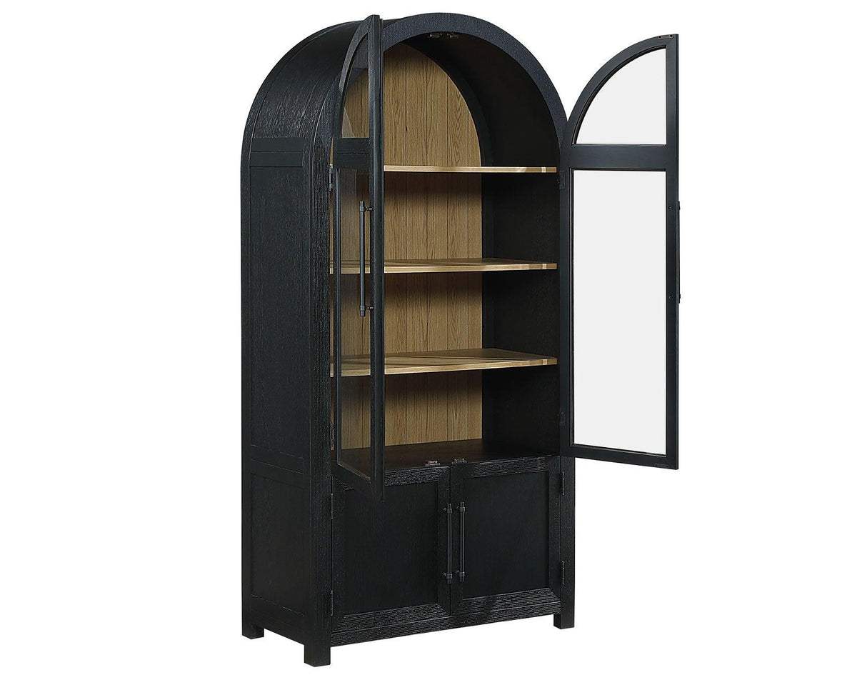 Magnolia Black Curio with Weathered Sand Interior by Steve Silver at Eve Furniture