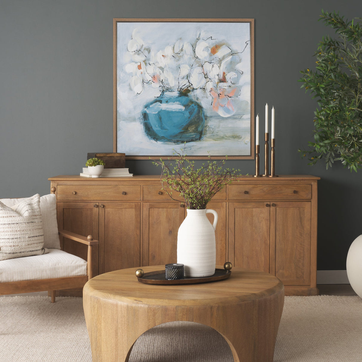 Magnolia Bouquet by Mercana Studio a Hand Embellished Textured Framed Canvas by Mercana at Eve Furniture
