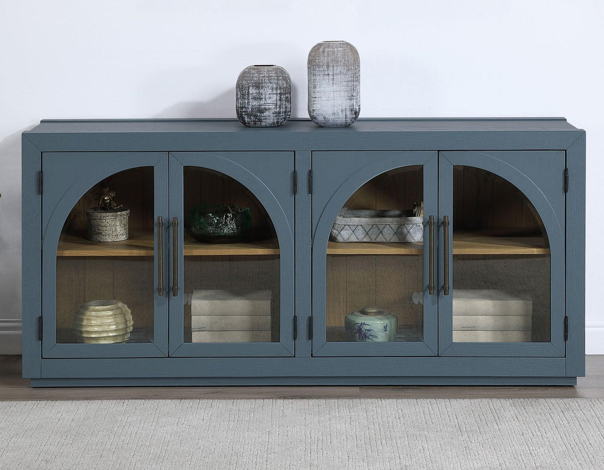 Magnolia Cathedral Doored Server, Dusty Blue Finish by Steve Silver at Eve Furniture