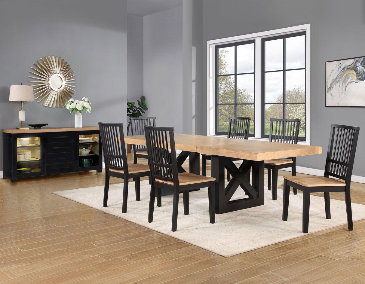 Magnolia 72-108-inch Table, Black Base by Steve Silver at Eve Furniture
