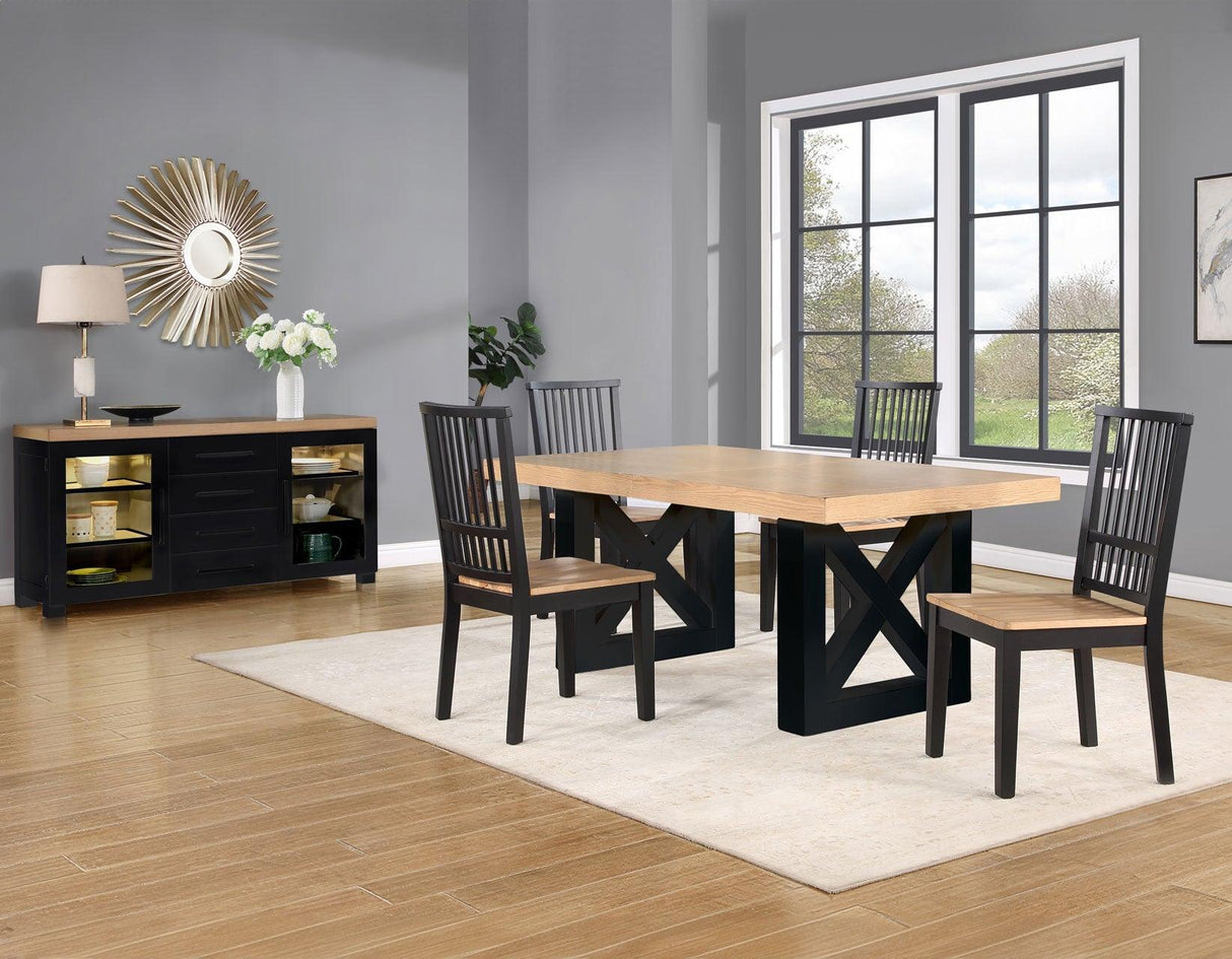 Magnolia 72-108-inch Table, Black Base by Steve Silver at Eve Furniture