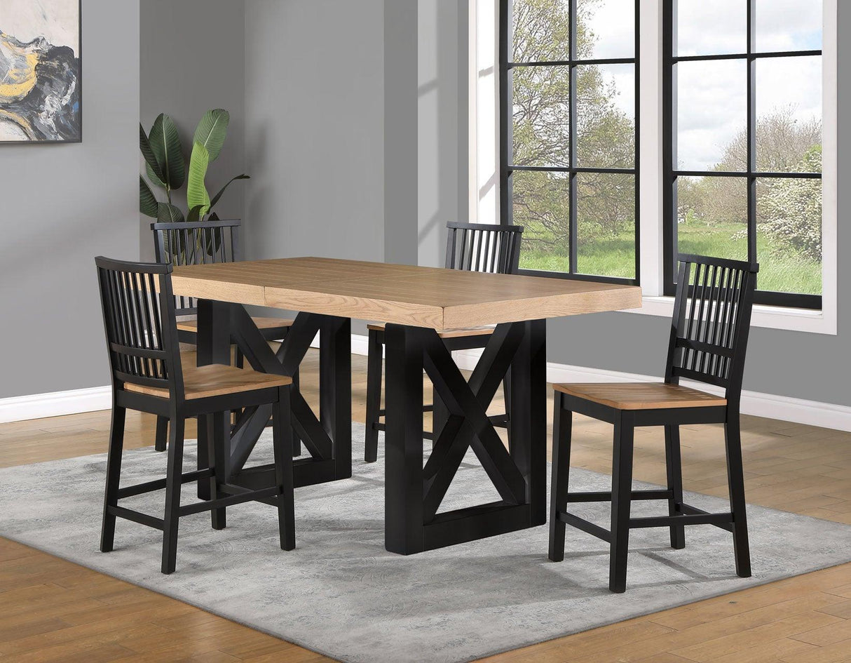 Magnolia 80-96-inch Counter Table w/18-inch Leaf, Black Base by Steve Silver at Eve Furniture