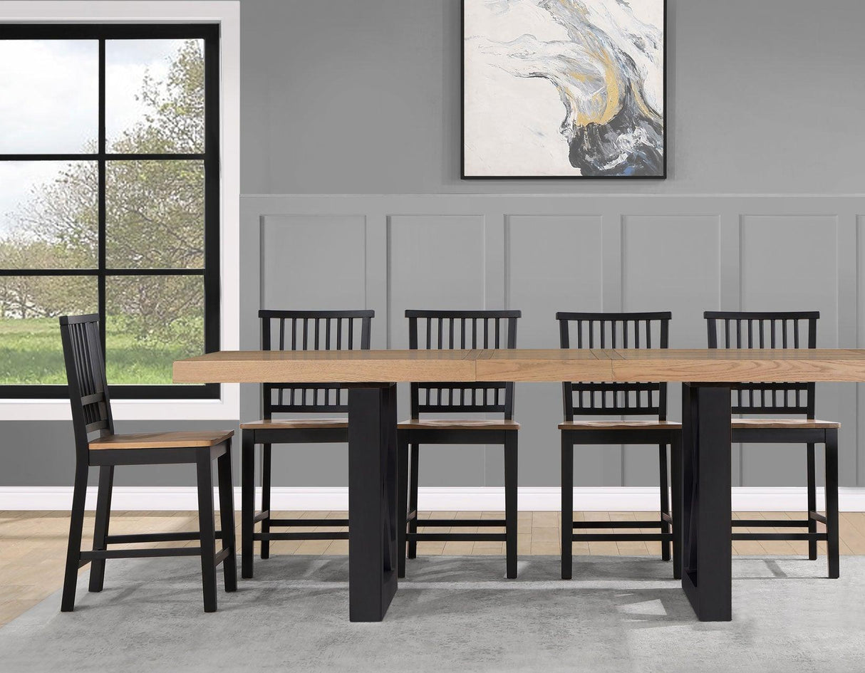 Magnolia 80-96-inch Counter Table w/18-inch Leaf, Black Base by Steve Silver at Eve Furniture