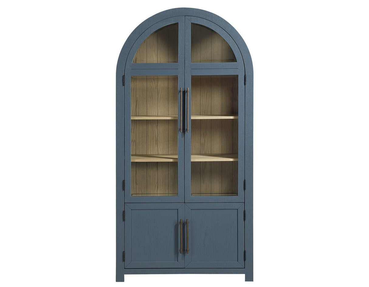 Magnolia Dusty Blue Curio with Weathered Sand Interior by Steve Silver at Eve Furniture