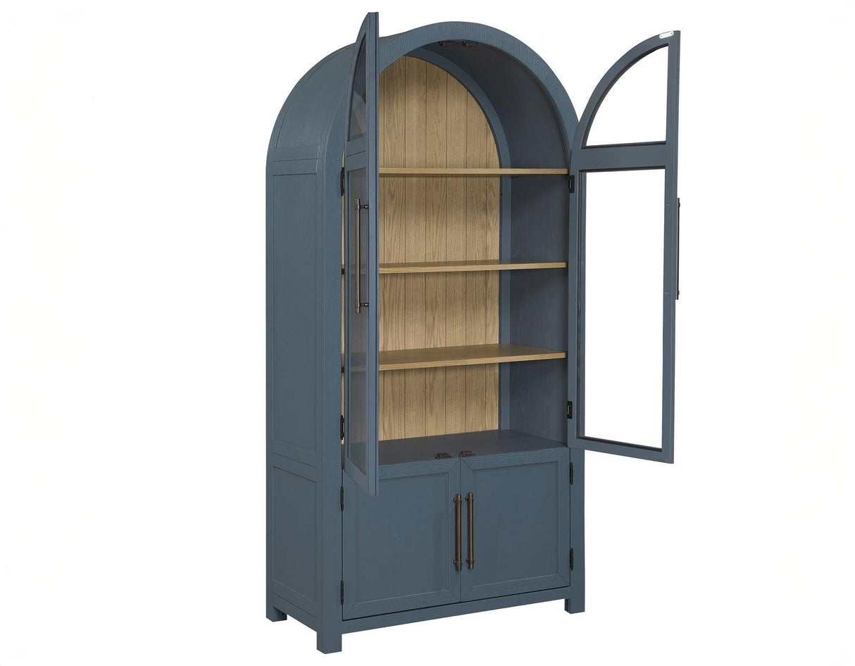 Magnolia Dusty Blue Curio with Weathered Sand Interior by Steve Silver at Eve Furniture