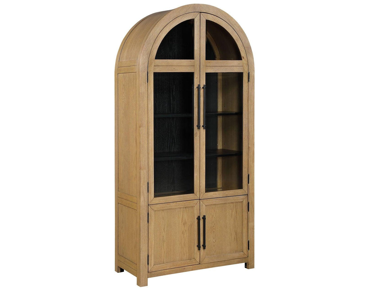 Magnolia Weathered Sand Curio with Black Interior by Steve Silver at Eve Furniture