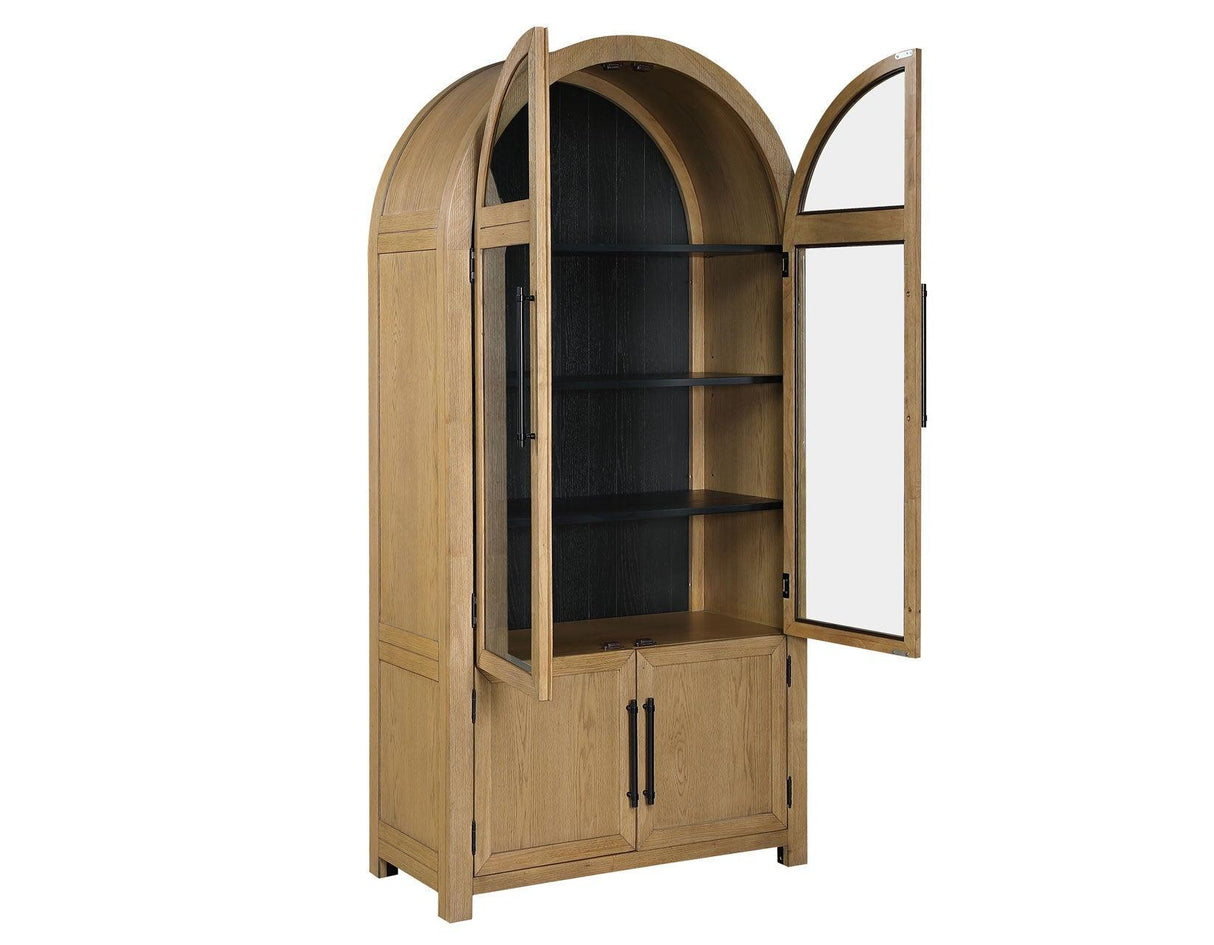 Magnolia Weathered Sand Curio with Black Interior by Steve Silver at Eve Furniture