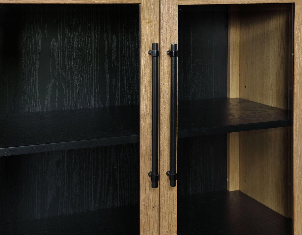 Magnolia Weathered Sand Curio with Black Interior by Steve Silver at Eve Furniture