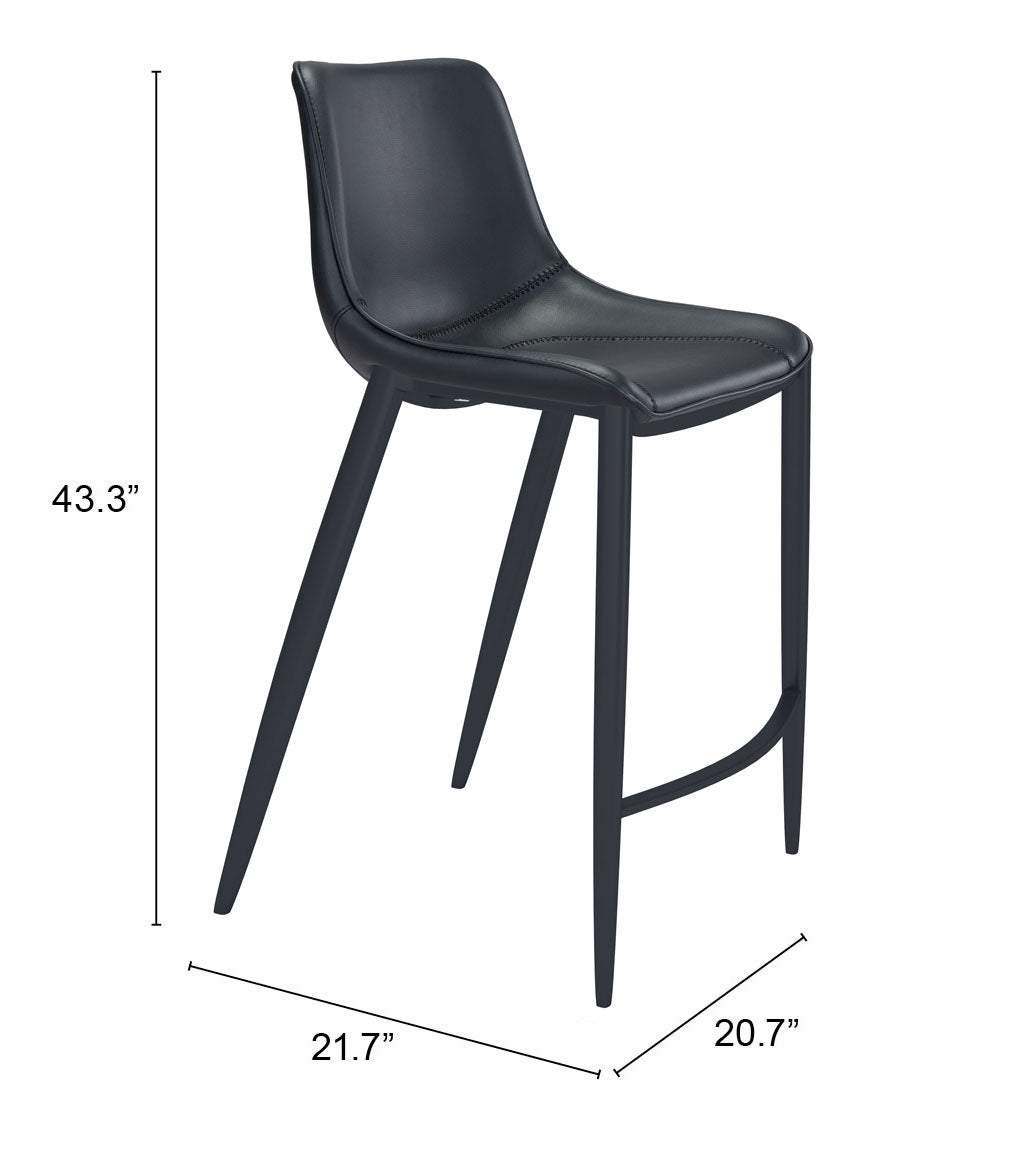 Magnus Black Barstool (Set of 2) by Zuomod at Eve Furniture