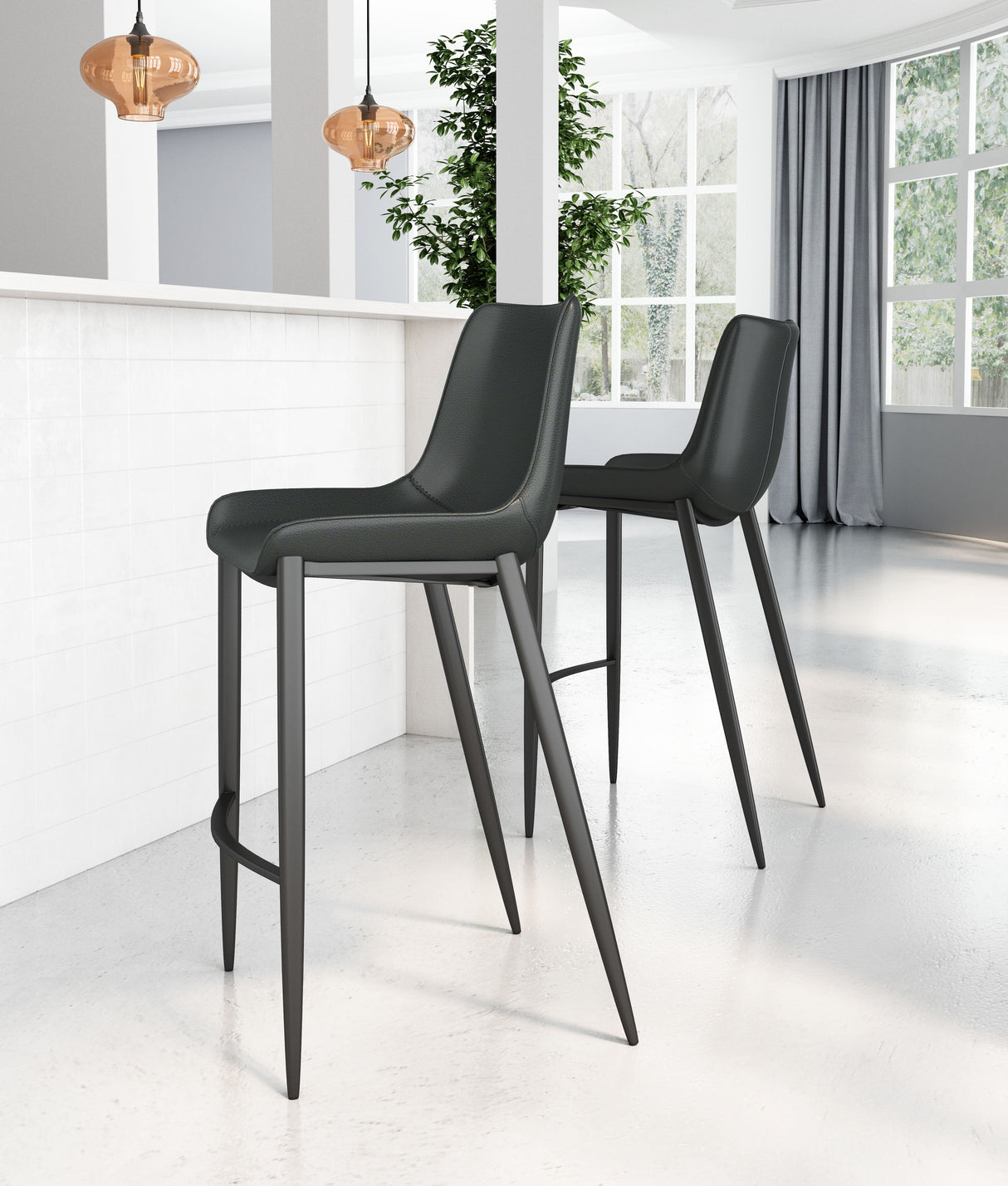 Magnus Black Barstool (Set of 2) by Zuomod at Eve Furniture