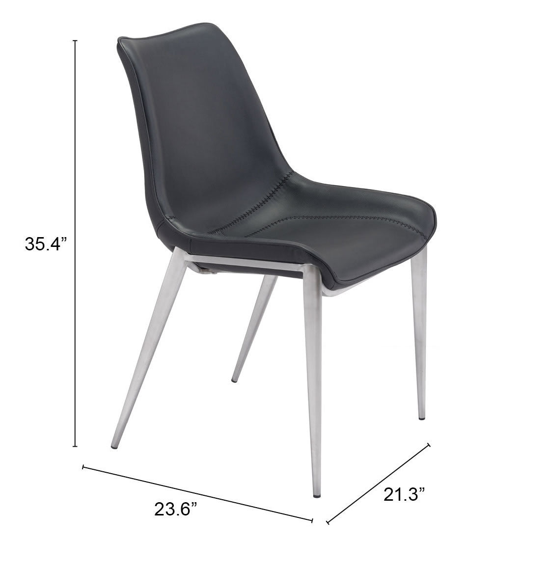 Magnus Black & Silver Dining Chair (Set of 2) by Zuomod at Eve Furniture