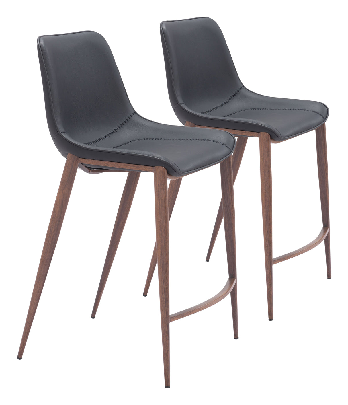 Magnus Black & Walnut Counter Stool (Set of 2) by Zuomod at Eve Furniture