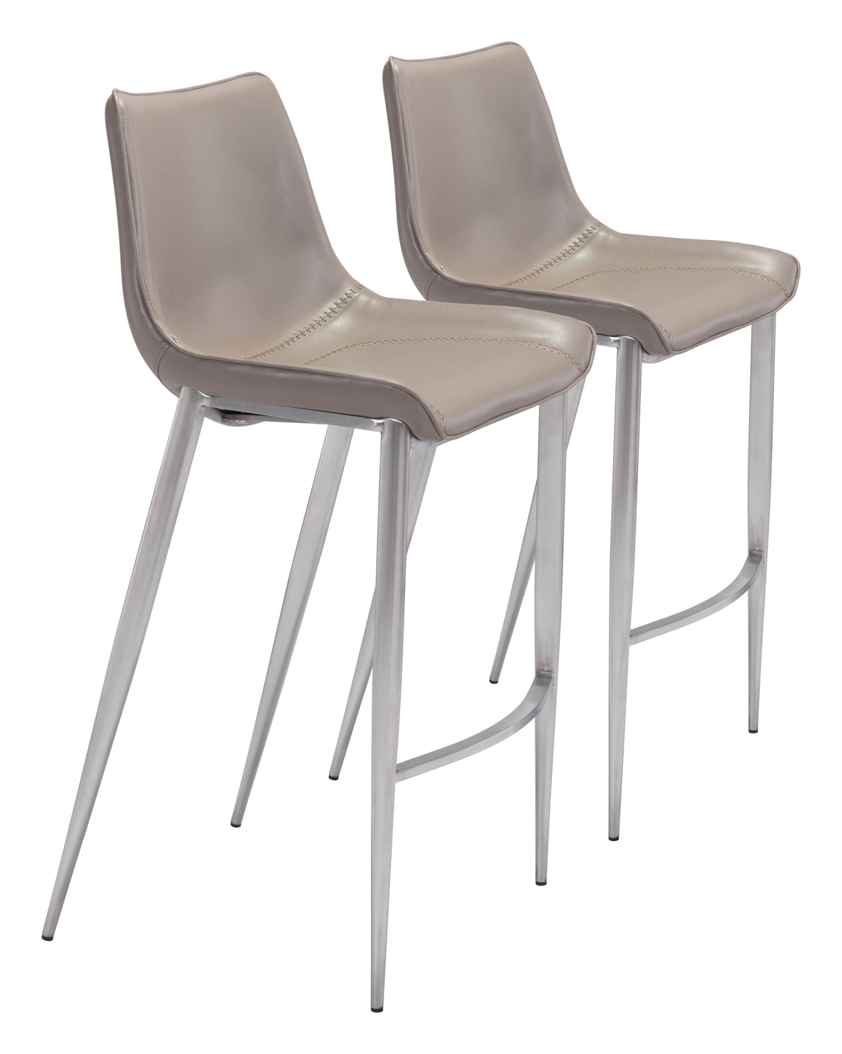 Magnus Brown & Silver Barstool (Set of 2) by Zuomod at Eve Furniture