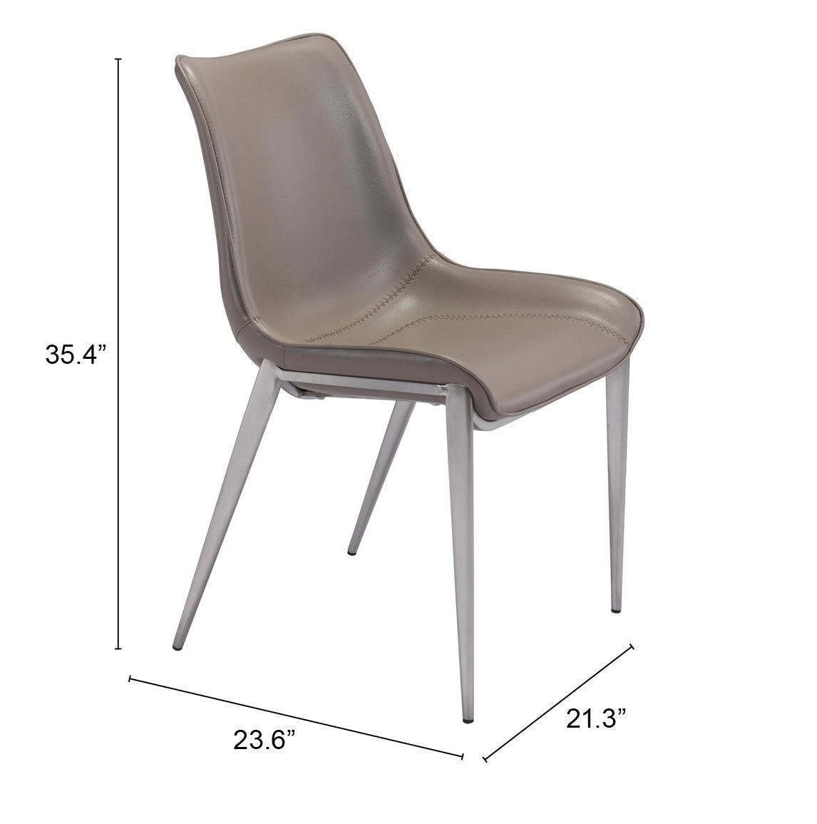 Magnus Brown & Silver Dining Chair (Set of 2) by Zuomod at Eve Furniture