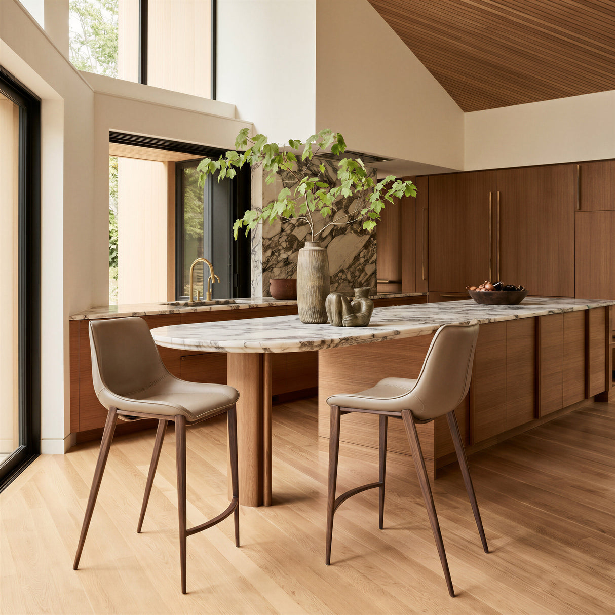 Magnus Brown & Walnut Counter Stool (Set of 2) by Zuomod at Eve Furniture