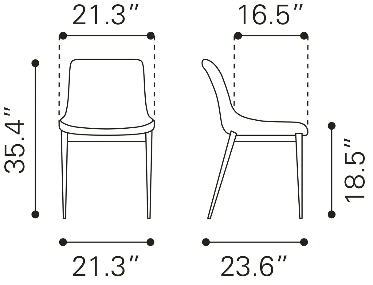 Magnus Brown & Walnut Dining Chair (Set of 2) by Zuomod at Eve Furniture