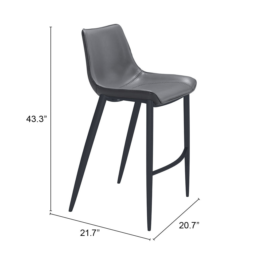 Magnus Dark Gray & Black Barstool (Set of 2) by Zuomod at Eve Furniture