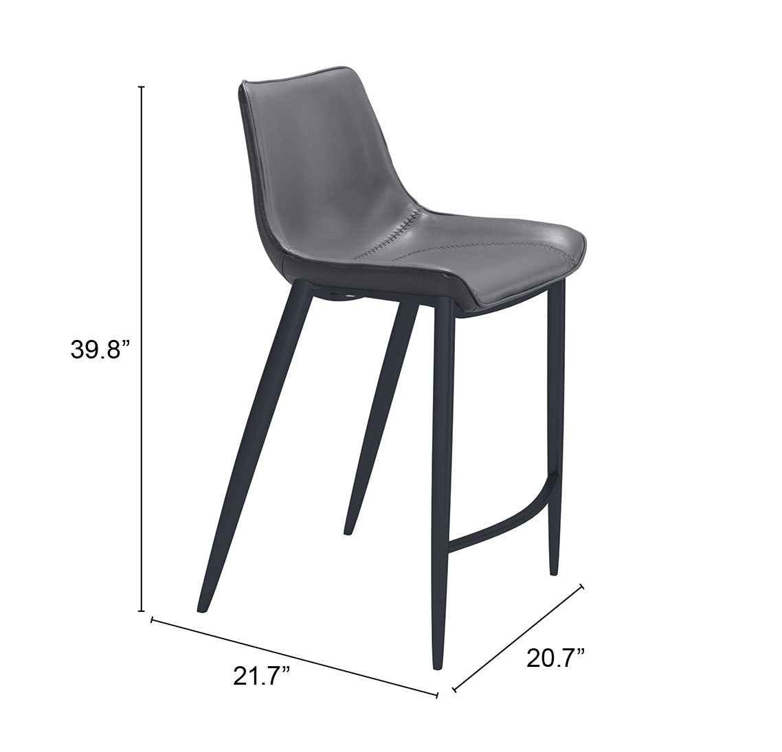 Magnus Dark Gray & Black Counter Stool (Set of 2) by Zuomod at Eve Furniture