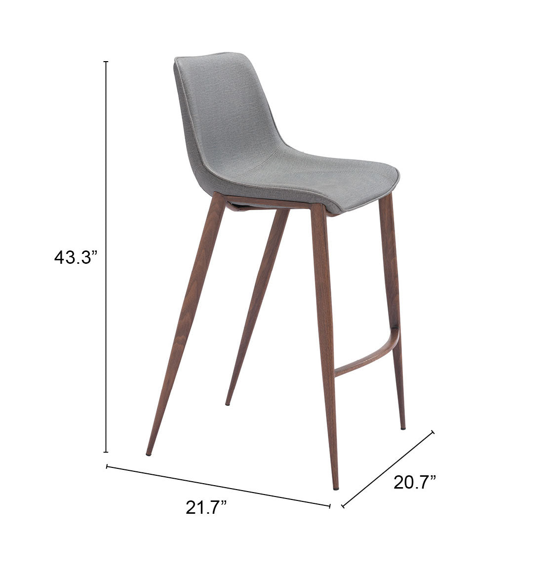 Magnus Slate Gray & Walnut Barstool (Set of 2) by Zuomod at Eve Furniture