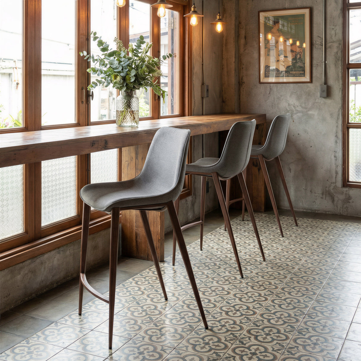 Magnus Slate Gray & Walnut Counter Stool (Set of 2) by Zuomod at Eve Furniture