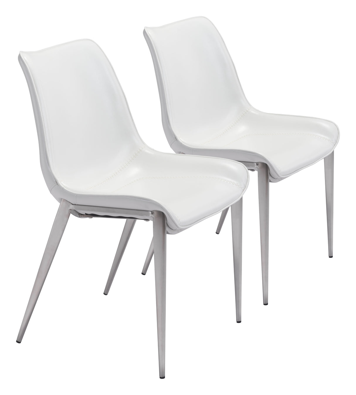 Magnus White & Silver Dining Chair (Set of 2) by Zuomod at Eve Furniture